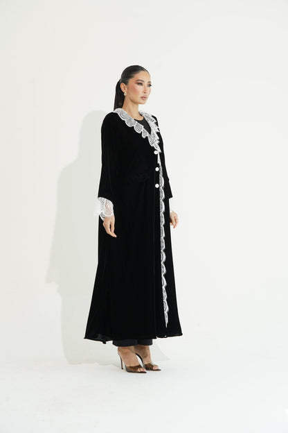 Black Velvet abaya - | حصه لاين