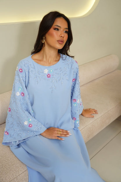Blue embroidery dress - | حصه لاين