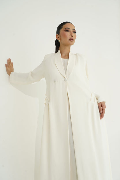 Off white abaya - | حصه لاين