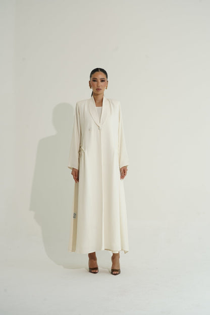 Off white abaya - | حصه لاين