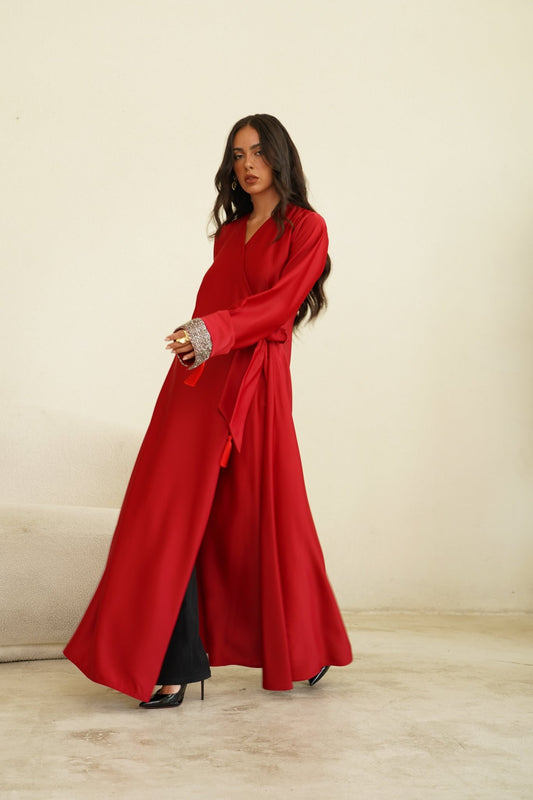 Red silk dress - | حصه لاين