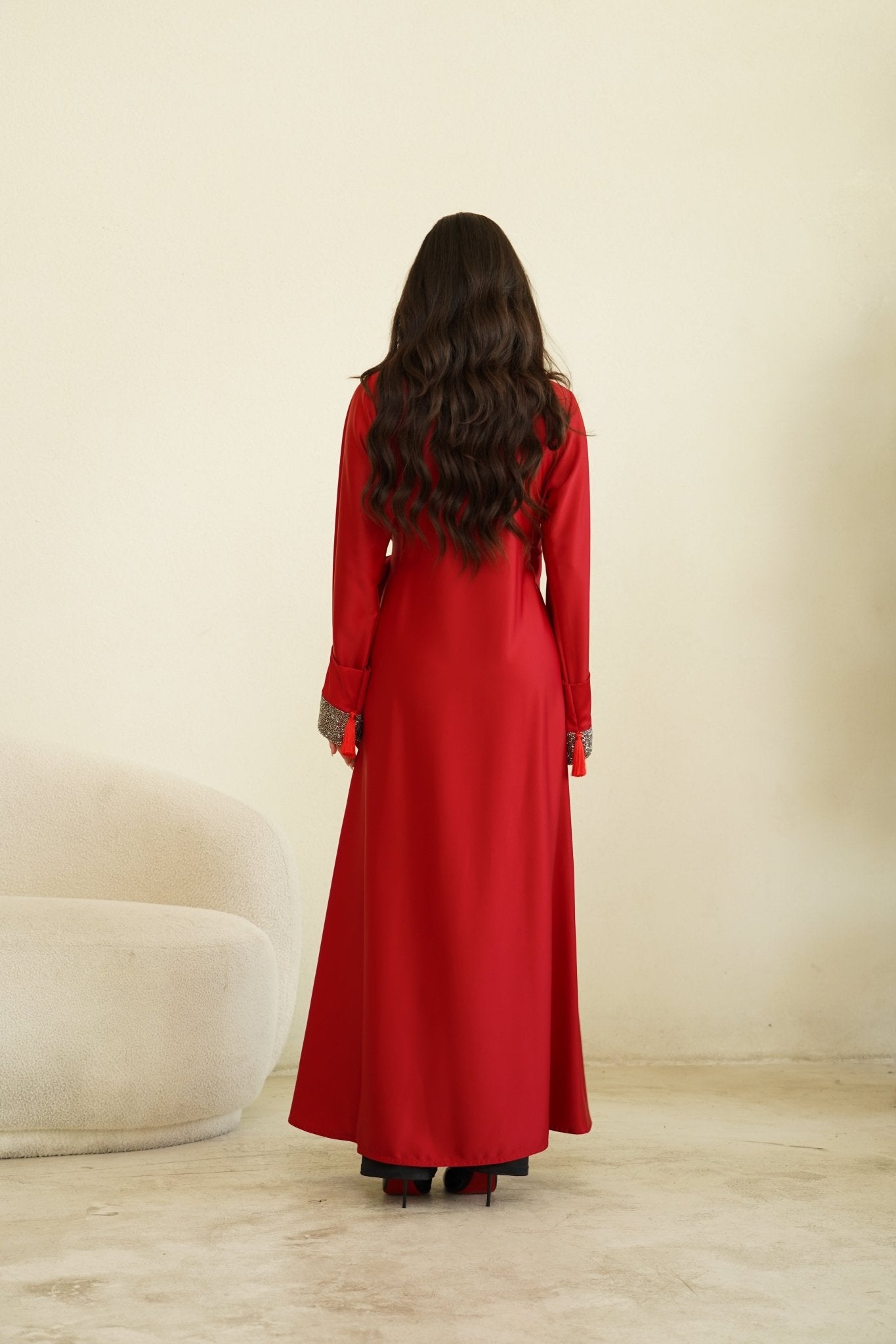 Red silk dress - | حصه لاين