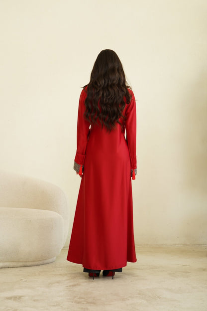 Red silk dress - | حصه لاين