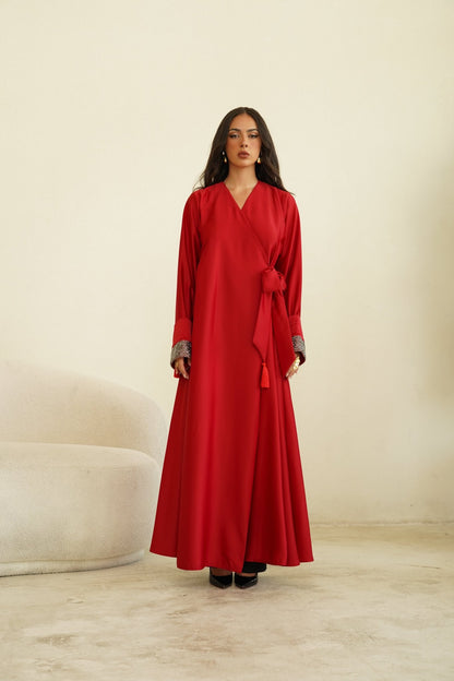 Red silk dress - | حصه لاين