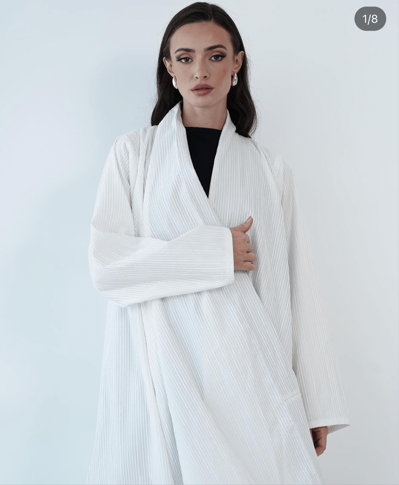 White print abaya - | حصه لاين