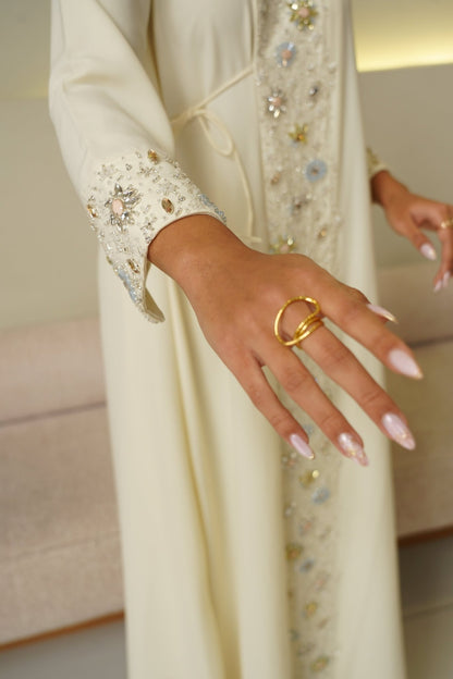 Yellow embroidery dress - | حصه لاين