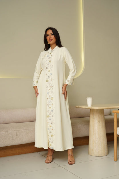 Yellow embroidery dress - | حصه لاين